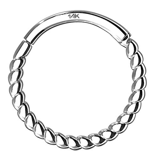 OUFER Helix Earring Hoop 14K Solid White Yellow Gold Daith Tragus Helix Cartilage Earring 16G Septum Piercing Hinge Segment Rings Hoop