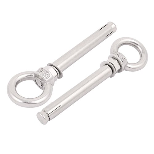 Aexit 2Pcs Wire Transmission Rope 304 Stainless Steel Expansion Anchor Eye Bolt M10 x 120mm