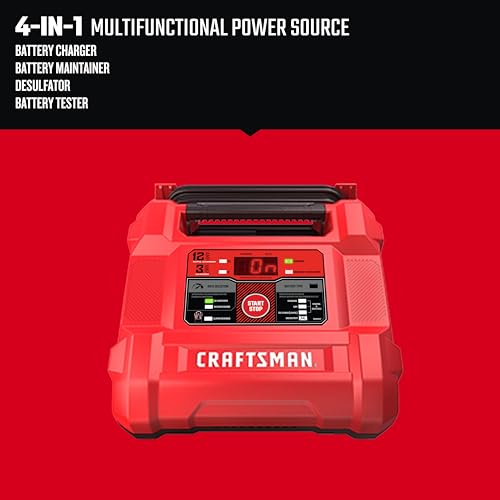 CRAFTSMAN 12A Car Battery Charger and Maintainer, 4-in-1 Solution, Battery Tester, for 6V/12V Power Sport, Automotive, and Marine Batteries, CMXCESM258 view 3