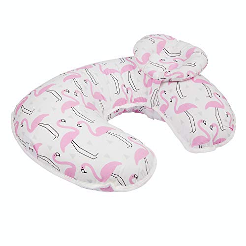 Image of Baby Breastfeeding Nursing Pillow and Positioner,Machine Washable U Shape Nursing and Infant Support Pillow Bonus Head Positioner(Flamingo)