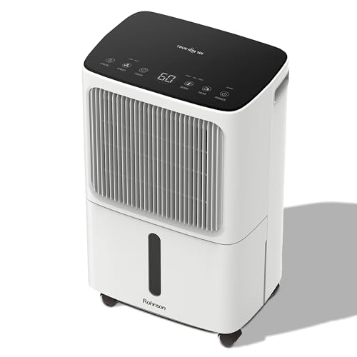 Rohnson Deshumidificador True Ion, capacidad 10 l/día, función ionizante, silencioso 36 dB, secado para ropa, control de humedad digital, depósito de 2 l, hasta 45 m²