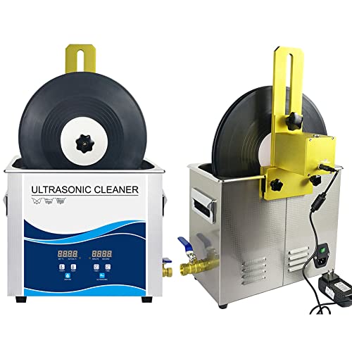 Pulitore a ultrasuoni Pulitore a ultrasuoni per Dischi in Vinile Sistema di Pulizia riscaldato da 300 W con Temperatura Regolabile e degasaggio, Include Staffa di Sollevamento