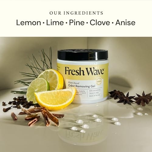 Image of Fresh Wave Lemon Odor Removing Gel, 15 oz., Pack of 4 - Safer Odor Absorbers for Home, Natural Plant-Based Odor Eliminator, Every 15 oz. lasts 30-60 Days, For Cooking, Trash & Pets