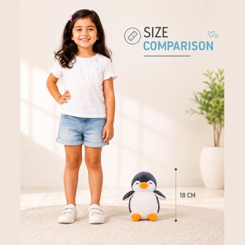 Image of Grey Penguin 18cm | Ultra Soft Plush Stuffed Toy | Cute Hugging Pillow | Gift for Kids Boys Girls