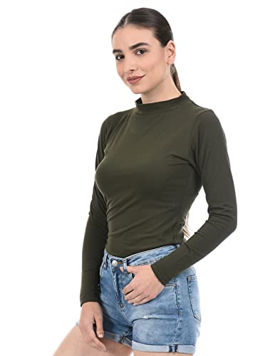 Image of Oneway| Full Sleeves stylish fashion turtleneck Bodysuit top for women| Elegant| Bodycon| Cotton| Everyday Wear| Comfortable| Slim fit| Solid basic| Knit