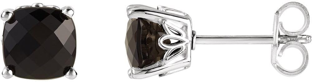 Solid 925 Sterling Silver Onyx Stud Earrings (6mm x 6mm)