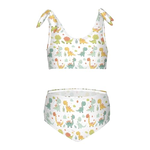 Cute Dinosaur Girls 2-Piece Tankini Swimsuit, Girls Bikini Swimsuits Summer Beach Bathing Suit Set, 3T