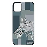 utaupia Coque Apple iPhone 11 Pro Max Silicone Loup Ethnique Tribal carré Animal de Protection Dessin Pas Cher Chien Alpha azteque Graphique