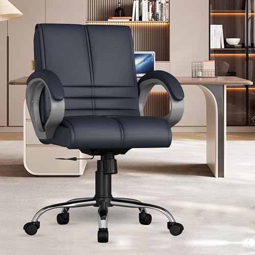 Image of FUGO FG235 Ergonomic Medium Back Office Chair with Adjustable Height, Cushioned Back&Seat, Tilting Mechanism, Heavy-Duty Metal Base, Dual Nylon Casters-Ideal for Work, Study, 3-Year Warranty (Grey)