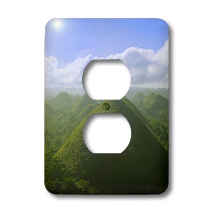 Plaque de finition double prise Chocolate Hills Bohol Philippines cache-prise 3dRose - 3