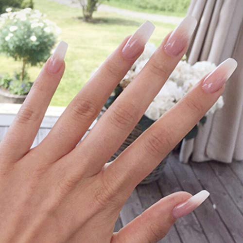 Zoestar Coffin False Nails Press on Nails Long Full Cover Fake Nails Acrylic Fake Nail for Women and Girls (Pack of 24) (Style 3)