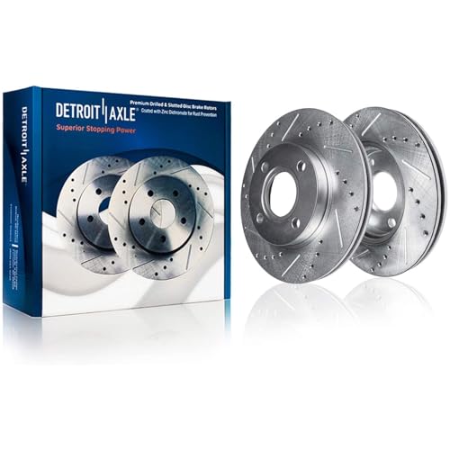 Image of Detroit Axle - 3pc Front Drilled Rotors Left Brake Caliper Replacement for 1996-2005 Honda Civic 2010-2014 Insight 1997-2000 Acura EL: 10.32'' inch Rotor