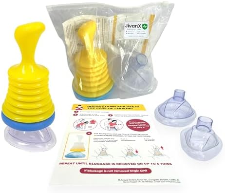 JivanX Anti-Choking Device – Choking Rescue Suction Kit for Kids & Adults | First Aid Airway Clearing Device for Home, Travel & Emergency Use | Includes Emergency Instruction Manual | Yellow