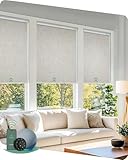 Automated Blinds & Curtains for Seniors: Easy Comfort with a Simple Command 7 Yoolax Motorized Blinds with Remote, Blackout Smart Blinds for Windows Motorized Roller Shades, Automatic Window Shades Work with Alexa Custom Size (Blackout-Linen Beige)