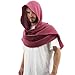 Women Men Fashion Shawl Scarf Cape | Multifunctional Hooded Cowl | Medieval Linen Cotton Cowl Hood |Vintage Goth Costume Accessory (Burgundy)