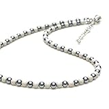 [OVER-9] テラヘルツ 北投石 ネックレス 4mm 首回り40cm フック ステンレス製 公的機関にて検査済み！テラヘルツ鉱石 本物保証 パワーストーン 天然石 超遠赤外線 健康【首回り約40cm】