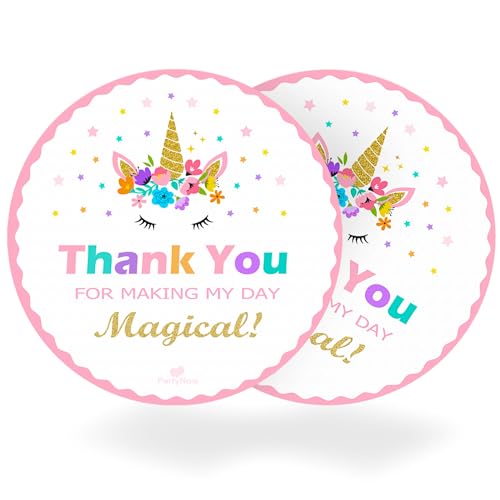 PartyNow Unicorn Stickers Pack of 40 | Single Use Cute Stickers for Unicorn Themed Party, Unicorn Party Favors, Unicorn Party Supplies | 2 Inch Round Rainbow Stickers for Laptop, Envelopes