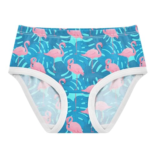 Little Girls' Soft Cotton Underwear Kids Breathable Comfort Flamingo Tropical Leaf Panties Briefs Toddler