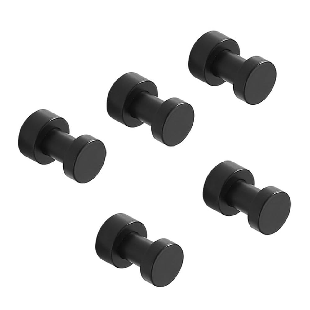 Ganchos para batas Percha para ropa de latón Decoración pequeña para el hogar Gancho para toallas a prueba de herrumbre Perchero para llaves Accesorios de baño, 5 piezas negro