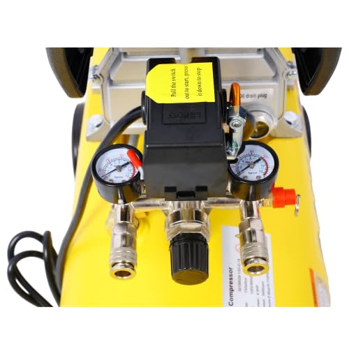 3.5HP Portable 10 Gallons Oil-Lubricated Air Compressor Tank Ultra Quiet Horizontal Tank Adjustable Pressure with Built-in Wheel - Thumbnail 5