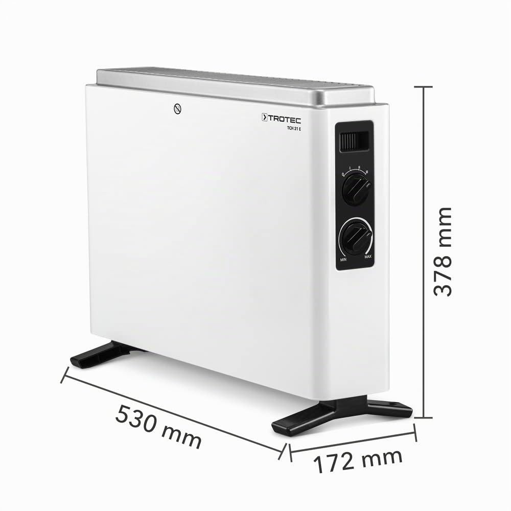TROTEC Convector TCH 21 E | Calentador | Calentador eléctrico | Radiador plano | 3 niveles de calefacción (800 W / 1.200 W / 2.000 W)