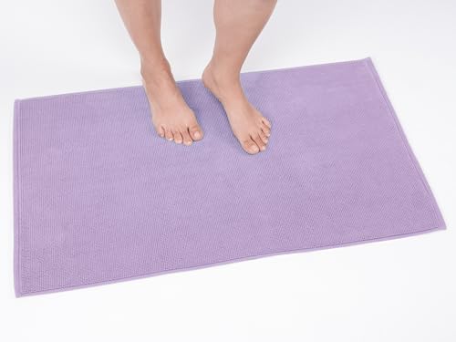 Image of Cotton Paradise 100% Cotton Turkish Bathmat Rug, Soft Absorbent Quick Dry Non Slip, 20x34 Bathmat Rug, Lilac