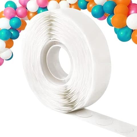 WISYOK 500 szt Klej do Balonów, 1 Rolka Balony Kropki, Usuwalna Taśma Samoprzylepna, Kropki z Klejem do Balonów, Niepłynny Klej, Dwustronna Taśma, Naklejki do Balonów Bardzo Mocna Lepka