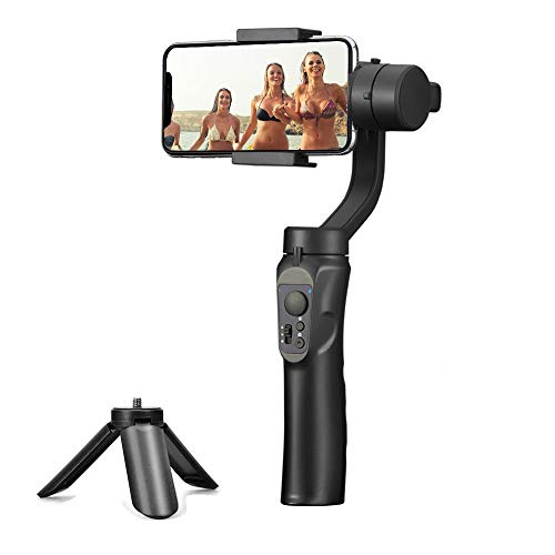 Gimbal Stabilizer for Smartphone,Auto Balance, Reduce Shaking,Pan-tilt Tripod with Built-in Bluetooth Remote for iPhone 11/11 Pro/X/Xr/6s,Samsung S10+/S10/S9/S8,Huawei P30 Pro (3 axis)