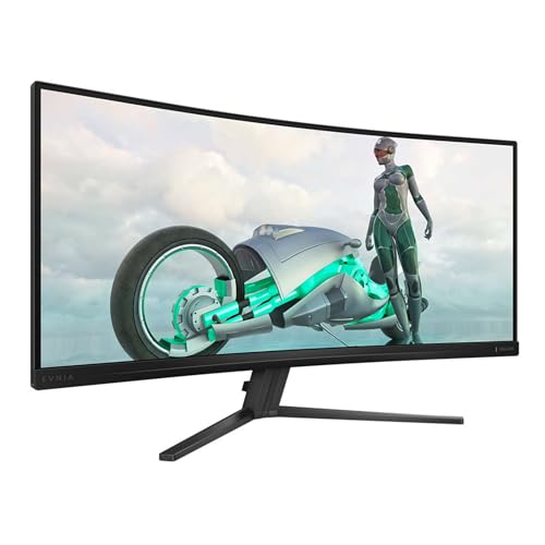 PHILIPS Evnia 34M2C3500L 34 Zoll Curved, UW-QHD Gaming Monitor, 180Hz, Fast VA Panel, 1ms GtG, Adaptive Sync, HDR10, FreeSync Premium (3440x1440 HDMI 2X 2.0) Dunkelgrau