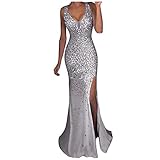 Women's Maxi Tank Dress Elegant Party Bodycon Mermaid Evening Cocktail Long Dress Ladies Sequined...