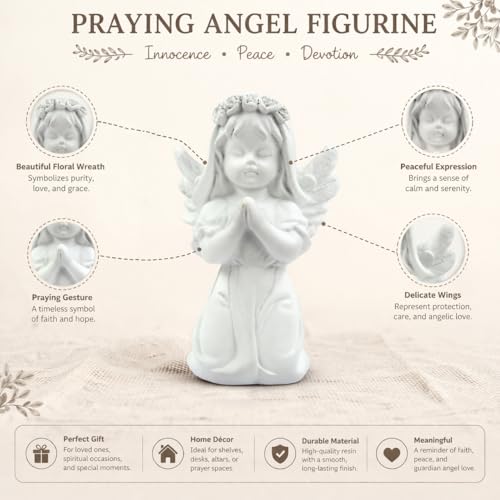 Image of CraftVatika White Praying Angel Cherub Figurine Set - Elegant Home Decor Showpiece for Living Room, Bedroom & Office Premium Decorative Statue Perfect for Anniversary, Housewarming, Christmas Gift