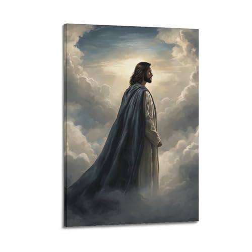 Figure chrétienne nuages poster toile pour créer un havre de paix dans votre chambre 30x45cm