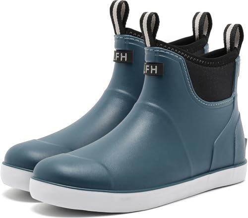 Image of Rain Boots for Men, Waterproof Ankle Mens Deck Boots Anti-Slip Comfort Rubber Boots Chelsea Garden Shoes for Yard Fishing Outdoor Work