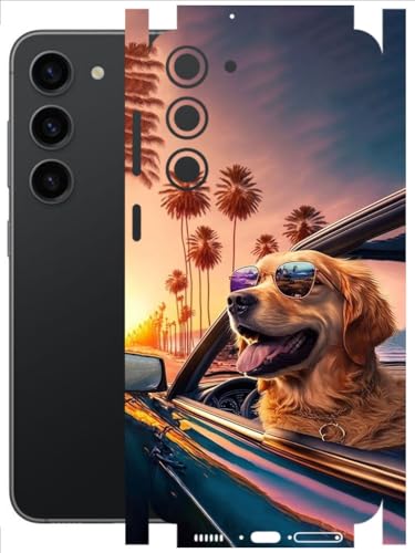 Image of AtOdds - Full Body Back Screen Guard Protector Film - Lamination Wrap Skin Sticker Compatible with Samsung Galaxy S23 (5G) | Scratchproof Matte Finish (Happy Doggo)