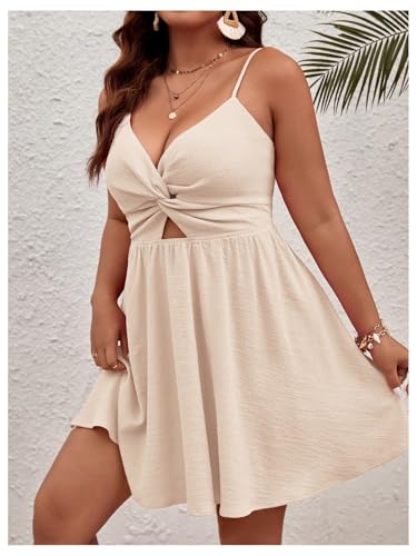 Image of Floerns Women's Plus Size Cut Out Twist Front Sleeveless Flare Hem Cami Dress