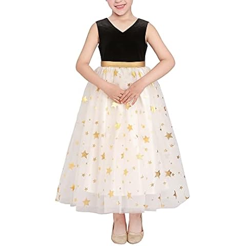 Sunny Fashion Vestido Navidad Vendimia Cuello en V Espalda Hueca Estrella de Oro Corbata de moño Cover