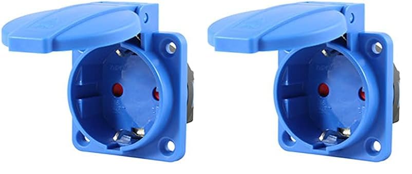 Base de enchufe industrial IP44, 16A, resistente al agua, ideal para conexiones eléctricas exteriores y entornos industriales. (Paquete de 2)