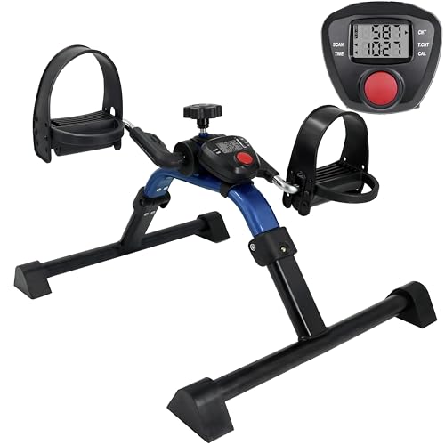 Image of Vaunn Under Desk Bike Pedal Exerciser Ergometer with LCD Display - Mini Pedal Exerciser for Arm & Leg Workout, Folding Desk Cycle for Home Office, Physical Therapy & Low Impact Cardio