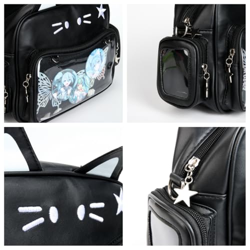 Cat Ita Bag Pin Display Kawaii Backpack for School PU Shoulder Crossbody Bag for Girls Y2k Purse with Insert4