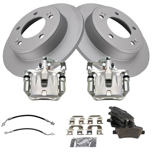 Image of TRQ Rear Brake Pad and Rotor Set Ceramic Coated Rotors Calipers Compatible with 2017-2018 Kia Forte 2017-2018 Forte5