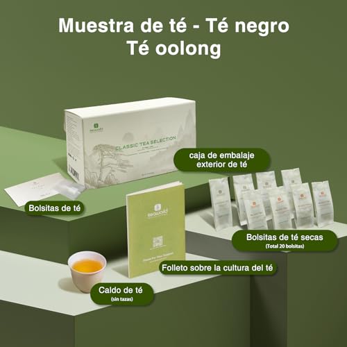 iTeaworld Chinesischer Loseblatt-Tee-Probierset – 8 Geschmacksrichtungen von losem Oolong-Tee und Schwarztee mit mittlerem Koffeingehalt, Hochgebirgstee, 16 Päckchen, insgesamt 56 g