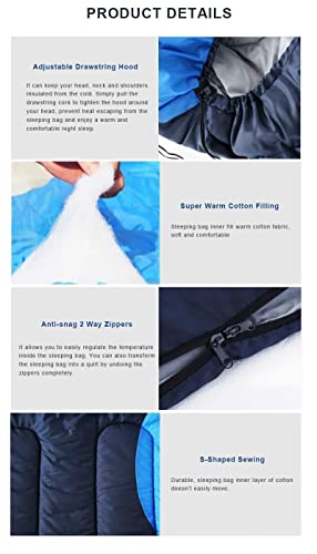 Image of Adult Camping Sleeping Bag Ultra Light Fluffy Sleeping Bag with Compression Bag for Outdoor Traveling Hiking,Comfort Temperature: 10℃~15℃