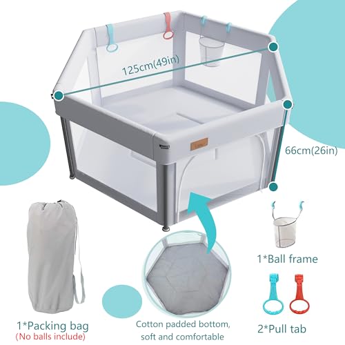 EAQ Baby Laufstall Faltbar,Extra Stabil Baby-Laufgitter mit passender Matte, Aktivitätszentrum für Kinder für drinnen und draußen mit rutschfester Unterseite (Hexagon)