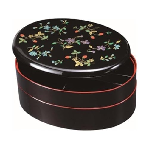 9.5寸 小判重箱 オードブル 黒 花の小道[YG169]