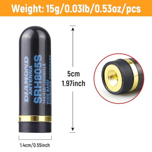 Antena SRH805S bibanda ultracorta con conector macho de precisión 6