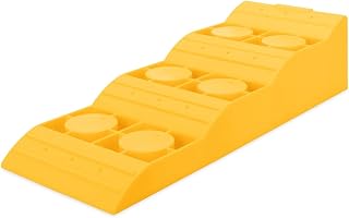 Camco Camper/RV Tri-Leveler - Features Durable Lightweight Trailer Ramp Design w/Non-Slip Surface & Built-in Handle - Up to 3-7/8” of Lift for RV Leveling - 3,500 lb Load Capacity (21027)