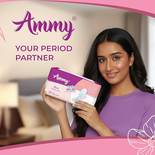 Image of Ammy Super Absorbent Maxi Thick Sanitary Pads - 80 Pcs XL for Medium Flow | Cottony Soft, Rash Free, Leak Lock with 6-Layer Shield & Active Flow Layer | Pack of 2