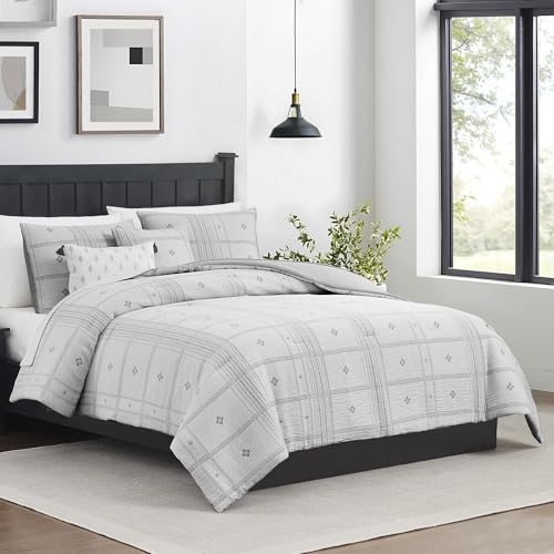 Image of Modern Threads 5-Piece Jacquard Comforter Set, Elena Queen in Grey - Elegant Comforter, 2 Pillow Shams, and 2 Decorative Pillows