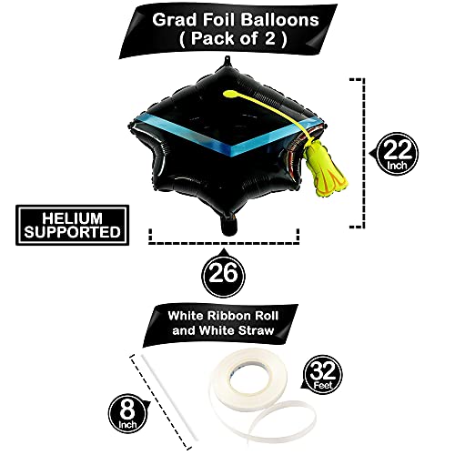 Image of Graduation Decorations 2026 | Graduation Cap Balloons - Big, 22 Inch, Pack of 2 | Graduation Hat Balloon, Graduation Balloons 2026 | Grad Balloons for Graduation Cap Decorations, KatchOn