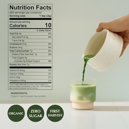 Encha Ceremonial Grade Organic Matcha Powder - First Harvest Organic Japanese Matcha Green Tea, From Uji, Japan (Organic Ceremonial, 1 Pound (17.6oz))
